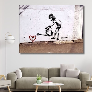 Banksy Street Art POSTER, Banksy Planting Love Street Art Poster Canvas, Banksy High Quality Art Canvas Ready to Hang Poster Print