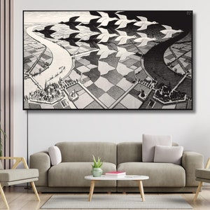 Day and Night WALL ART Print, Maurits Cornelis Escher Wall Art, MC Escher Day & Night Print, Day and Night Wall Decor, Fine Art Print.