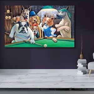 Canvaskunst aan de muur honden spelen poker, Cassius Marcellus Coolidge A Bold Bluff honden spelen poker, poster honden speelkaarten, klaar om op te hangen