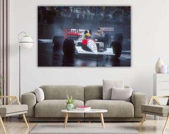Tableau Toile Ayrton Senna Formule 1 McLaren - Décoration Murale Moderne - Neuf
