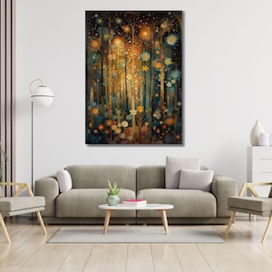Gustav Klimt Inspired Magical Forest Moon Flower Garden, Gustav Klimt Painting, Gustav Klimt Poster Klimt Exhibition Art,Klimt Museum Poster
