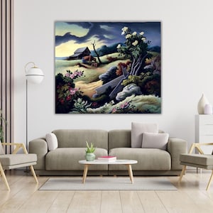June Morning By Thomas Hart Benton Ready to Hang Canvas Wall Art, Thomas Hart Benton Poster, Home Decor, American History, Vintage Poster
