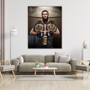 UFC 319 Khamzat Chimaev World Champion Ready to Hang Official Poster UFC Wall Art Khamzat Chimaev Canvas Wall Art MMA,Khamzat Chimaev Poster