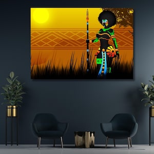 African Black Woman Canvas WALL ART,African ART,Home Decor,Abstract African Girl Canvas Paintings Wall Art Pictures,Black Canvas,Wall Decor