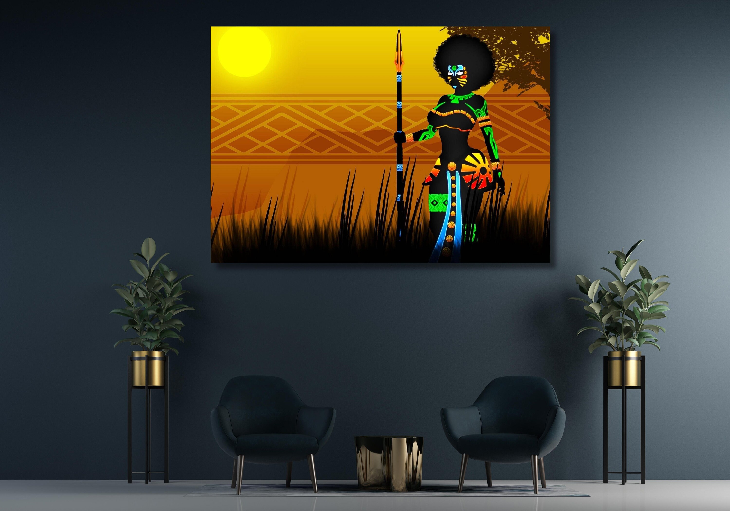 Afrikanische schwarze Frau Leinwand WANDKUNST, afrikanische KUNST, Wohnkultur, abstrakte afrikanische Mädchen Leinwand Gemälde Wandkunst Bilder, schwarze Leinwand, Wanddekor