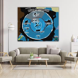 Terra Infinita Poster Druck, Flache Erde Karte hochauflösende Leinwand,Extra Terrestrisch Wissenschaftlicher Beweis der Antarktis Hyperboreia Jenseits der Eiswand