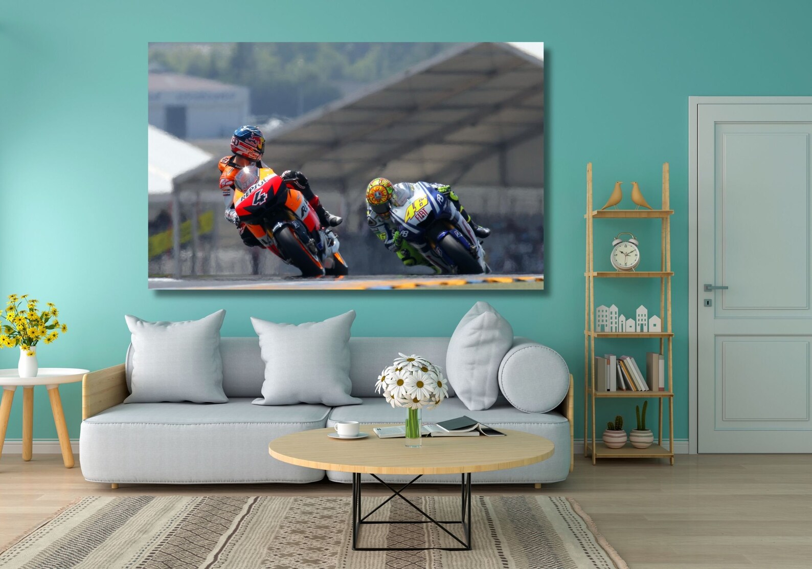 Valentino Rossi GP Stretched Canvas Print Wall Decoration Art