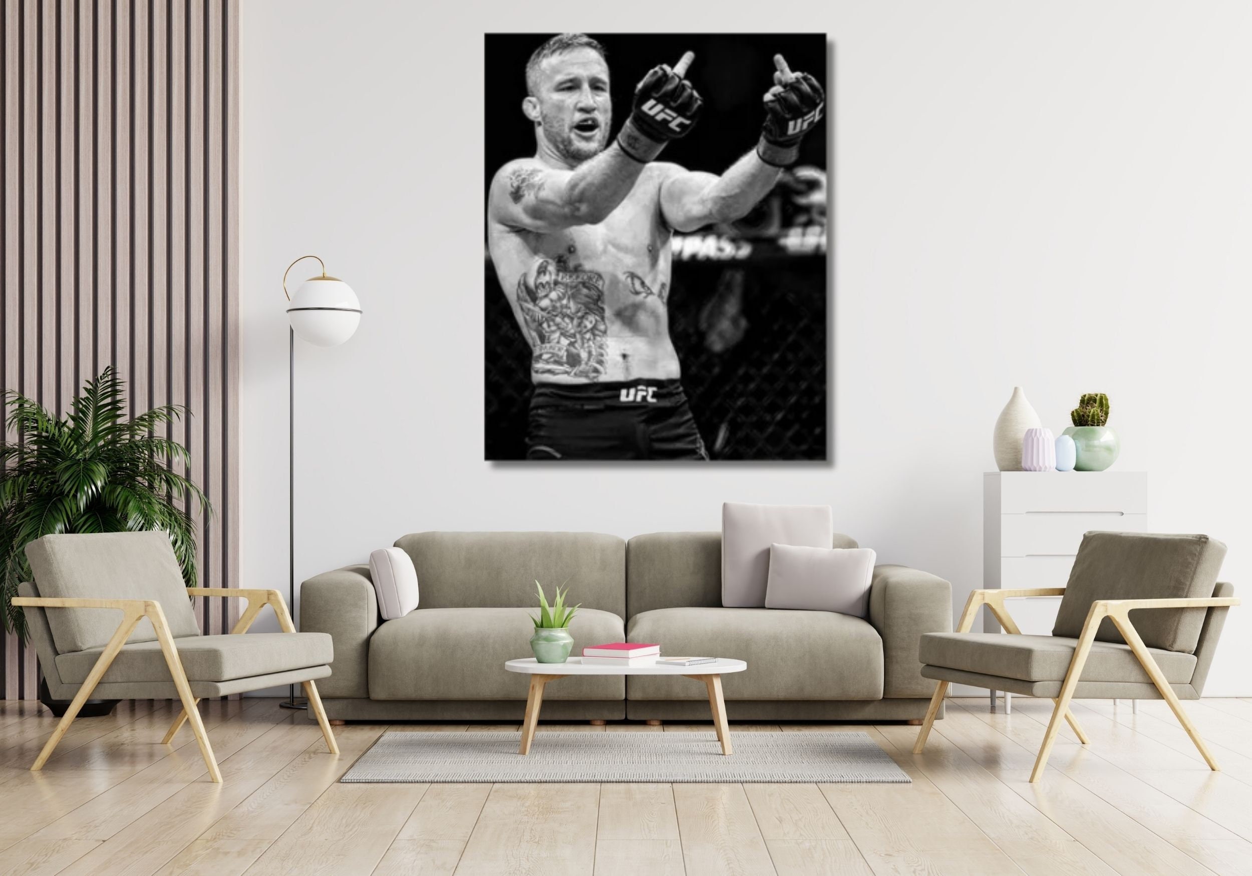 Justin Gaethje Middle Finger Wall Art Poster Print BMF Title KO over Dustin Poirier UFC Posters Backflip Justin Gaethje Poster,Ready to Hang