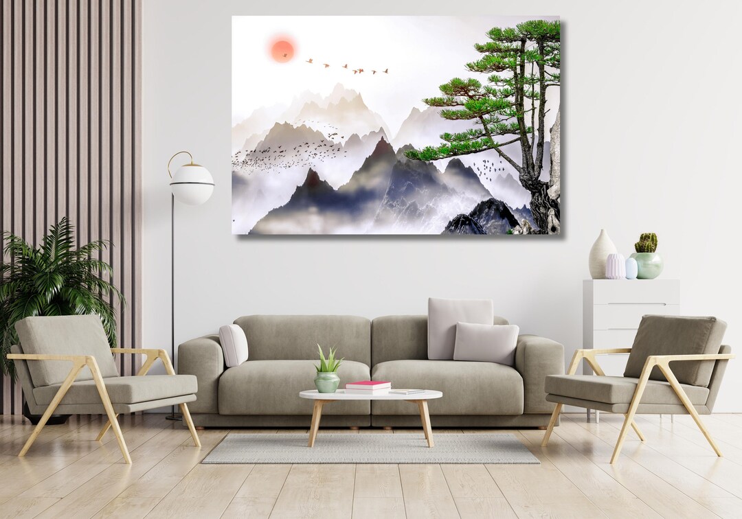 Japanese Landscape Painting of Pine Trees Canvas Wall Art,japanese ...