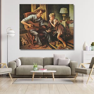 The Music Lesson By Thomas Hart Benton Ready to Hang Canvas, Thomas Hart Benton Poster, Home Decor,American History,The Twist Dance Wall Art