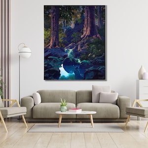 The Glen by Maxfield Parrish Ready to Hang Canvas Wall Art, Quality Art Print Canvas, Maxfield Parrish Poster, Maxfield Parrish Print Canvas