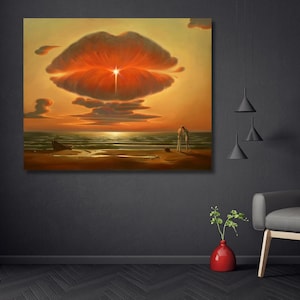 Vladimir Kush Ready to Hang Canvas, Vladimir Kush Surreal Art Wall Decor, Vladimir Kush Lip Wall Art, Canvas Home Decor, Vintage Wall Art