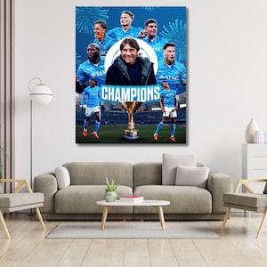 Serie A 2025 Champions SSC Napoli Poster, Serie A Wall Art, San Paolo Football Stadium Canvas Wall Art ,Gift for Kids,Football Napoli Print