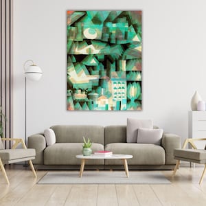DREAM CITY by Paul Klee Painting on Canvas Wall Art, Reproduction Canvas Home Decor, Abstract Landscape Painting Ready to Hang Canvas