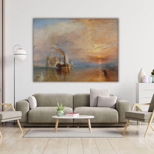 The Fighting Temeraire 1988 by Joseph Mallord William Turner Ready To Hang Canvas Wall Art Exhibition Print Poster, Museum Artist,Art Print