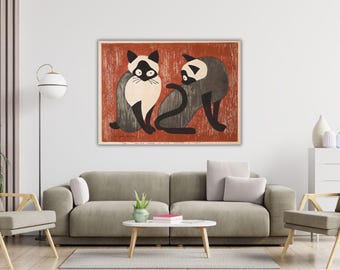 版画　斎藤清　2匹のネコ　猫　小型版額装品コレクション版画家 版画 斎藤清 2匹のネコ 猫 小型版額装品コレクション版画家 斎藤