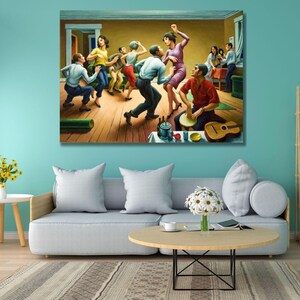 The Twist Dance By Thomas Hart Benton Ready to Hang Canvas, Thomas Hart Benton Poster, Home Decor, American History,The Twist Dance Wall Art