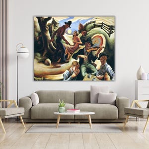 Jealous Lover By Thomas Hart Benton Ready to Hang Canvas Wall Art, Thomas Hart Benton Poster, Home Decor, American History, Vintage Art,Gift