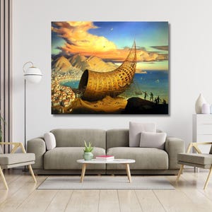 Art sur toile Maisons de Vladimir Kush, reproduction sur toile, décoration d'intérieur sur toile, tableau de Vladimir Kush, tableau surréaliste, art moderne, toile prête à accrocher