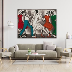 Dancing By Elizabeth Catlett Ready to Hang Canvas, Dancing By Elizabeth Catlett Quality Print, Elizabeth Catlett Poster, Print, Canvas Art