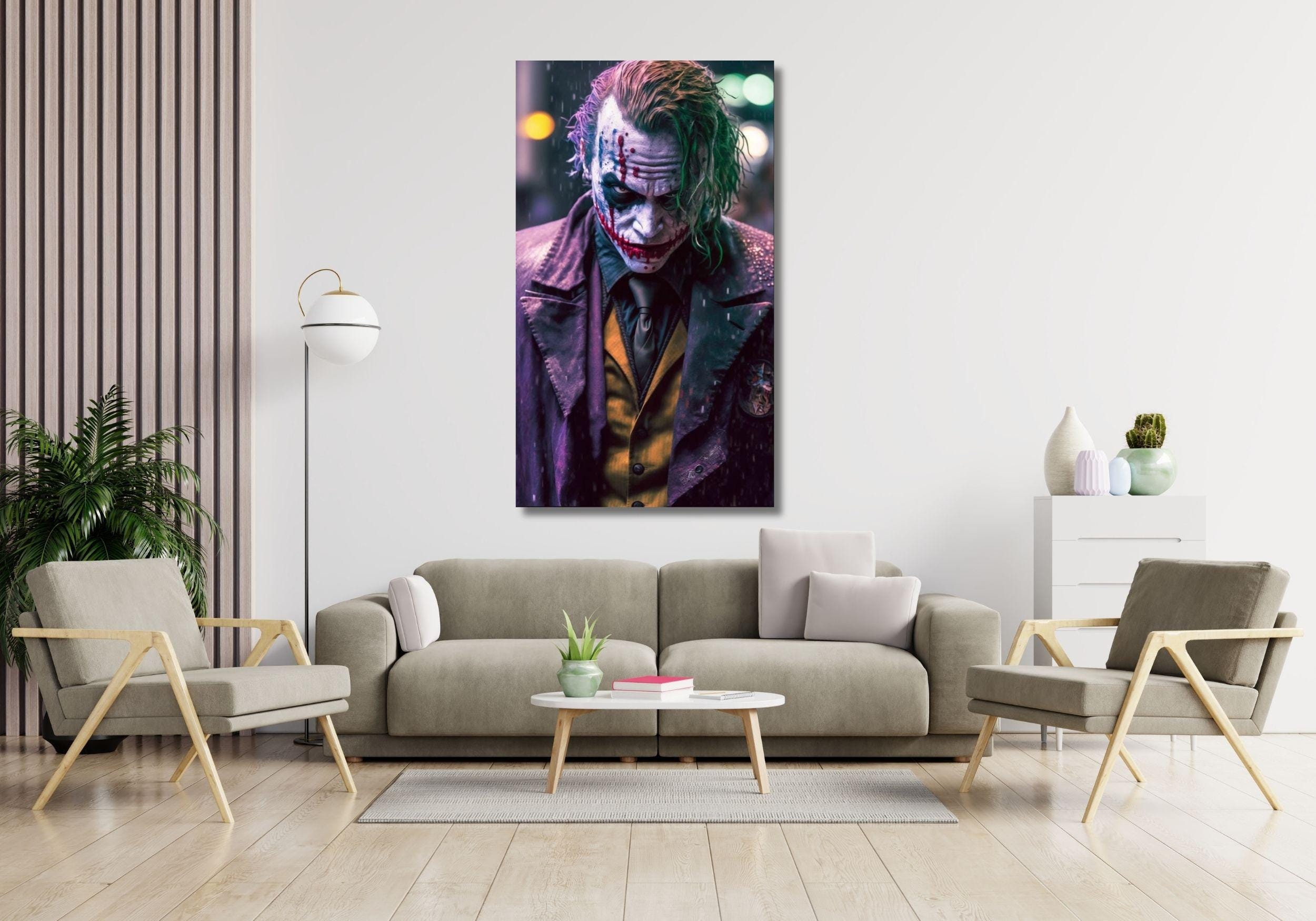 Joker Heath Ledger Canvas,joker Ready to Hang Canvas Wall Art