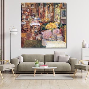 Der Raum der Blumen von Childe Hassam Leinwand Qualität Druck gerahmte Wand Kunst Poster, Druck, Childe Hassam Wand Kunst, Childe Hassam Malerei, Geschenk