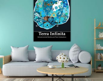 Terra Infinita Flache Erde Karte Hochauflösende Leinwand Wand Kunst Extra Terrestrisch Wissenschafts Proof Antarktis Hyperboreia Jenseits der Eiswand Kunst