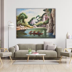 Jon Boat By Thomas Hart Benton Ready to Hang Canvas Wall Art, Thomas Hart Benton Poster, Home Decor, American History, Vintage Art, Gift