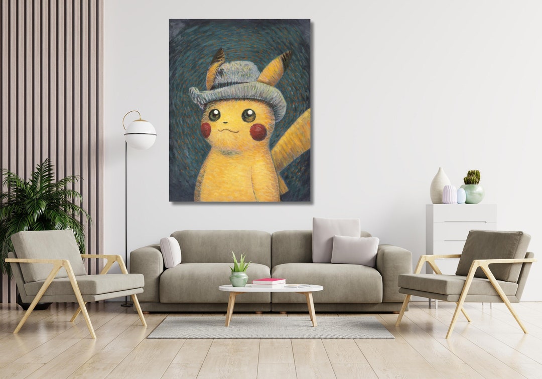 Pikachu Van Gogh Ready to Hang Poster,van Gogh Pikachu Famous Artwork Poster,aesthetic Poster ...