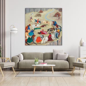 Practice of the Relay Race By Dorothy Brett Ready to Hang Canvas Archival Quality Art Print Wall Art, Poster,Dorothy Brett Canvas,Home Decor