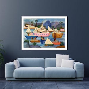 O Porto By Tarsila do Amaral Canvas Wall Art, O Porto By Tarsila do Amaral Quality Print , Tarsila do Amaral Poster, Canvas Print,Canvas Art