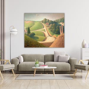 New Road By Grant Wood Ready to Hang Canvas, Grant Wood Print, Quality Print, High-Resolution Digital Download, Grant Wood Canvas Wall Art