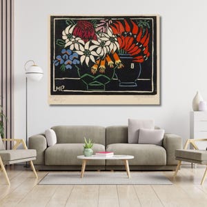 Sturts Desert Pea by Margaret Preston Ready to Hang Canvas, Canvas Art Print, Margaret Preston Canvas, Futurism Art, Canvas Poster & Panel