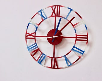 Skeleton clock- " Graffiti union jack "- Unique hand painted design, adorn your space with this one off piece, 300mm diameter