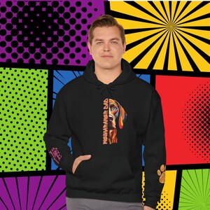 Weimaraner Dad Love PopArt sudadera con capucha, cómoda y colorida sudadera con capucha para perro Weimie de dibujos animados con lindas calcomanías en la muñeca, idea de regalo para papá de perro Weimaraner