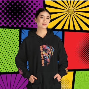 Cane Corso mamá amor sudadera con capucha regalo, cómoda y colorida caricatura Cane Corso mamá sudadera con capucha con lindas calcomanías de muñeca de pata y amor, Cane Corso perro presente idea