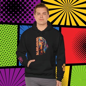 Bloodhound Love Hoodie Gift, Comfy Colorful Cartoon Bloodhound Hoody with Cute Paw & Love Wrist Decals, Hound Dog Lover Present Idea