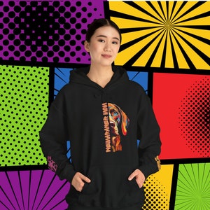 Weimaraner Mom Love PopArt Hoodie, Comfy Colorful Cartoon Weim Dog Hoody with Cute Wrist Decals, Weimaraner Dog Mom Gift Idea