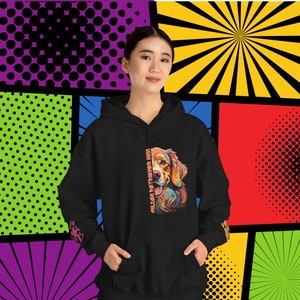 Golden Retriever moeder liefde PopArt Hoodie, comfortabele kleurrijke Cartoon Retriever moeder Hoody w/schattige pols stickers, Golden Retriever hond moeder cadeau idee