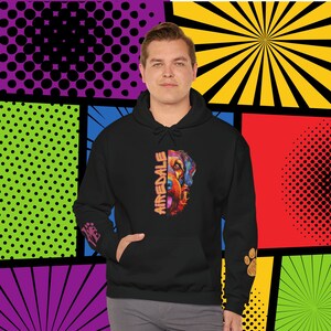 Airedale Love Hoodie Gift, Comfy Colorful Cartoon Airedale Hoody with Cute Paw & Love Wrist Decals, Airedale Present Idea, Airedale Sweater