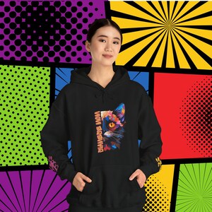 LA Pop Art Women's Word Art Hooded Sweatshirt - Siamese Cat