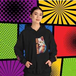 Samoyed Mom Love PopArt Hoodie, Comfy Colorful Cartoon Samoyed Hoody with Cute Wrist Decals, Samoyed Dog Mom Gift Idea, Cozy Samoyed Art