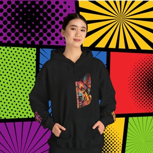 German Shepherd Mom Love PopArt Hoodie, Comfy Colorful Cartoon Shepherd Mom Hoody with Cute Wrist Decals, German Shepherd Dog Mom Gift Idea