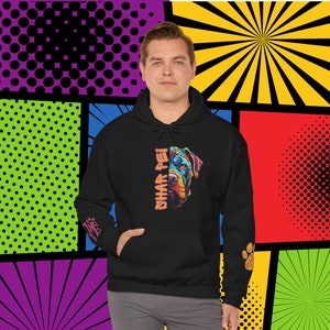 Shar Pei Love PopArt Hoodie, Comfy Colorful Cartoon Shar-Pei Hoody with Cute Wrist Decals, SharPei Dog Gift Idea, Cozy Sharpei DOg Mom Gift