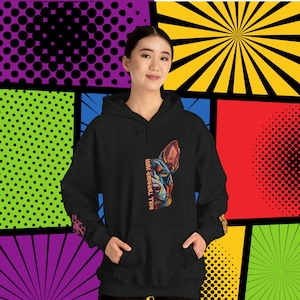 Bull Terrier Mom Love Hoodie Gift, Comfy Colorful Cartoon Bull Terrier Art Hoody with Cute Wrist Decals, Bull Terrier Dog Mom Present Idea