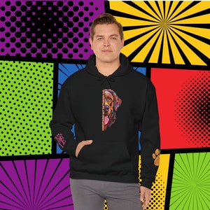Chesapeake Bay Retriever Dad Love Hoodie Gift, Comfy Colorful Cartoon Bay Retriever Dad Hoody w/Cute Paw & Love Wrist Decals, Retriever Dad