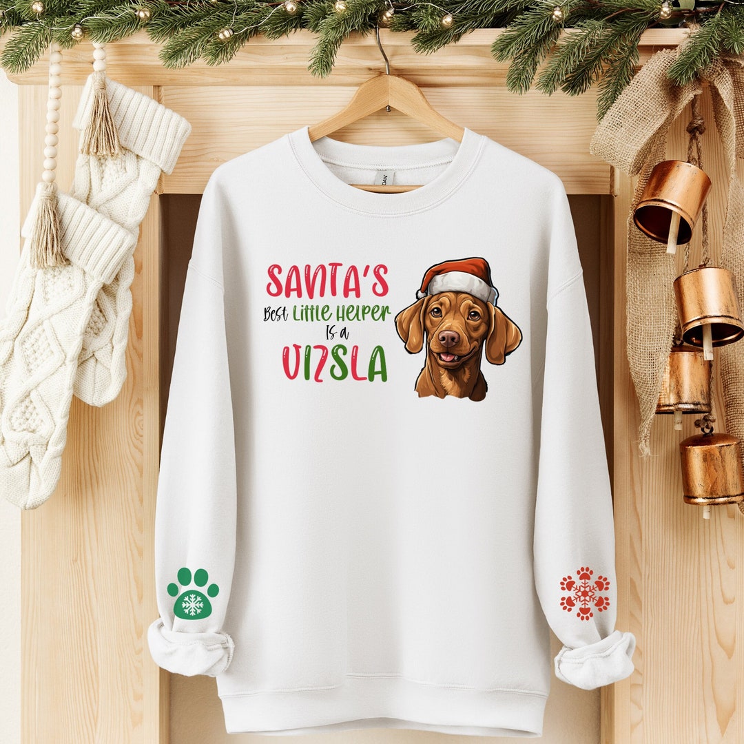 Santa's Best Little Help is a Vizsla Sweater, Adorable Vizsla Christmas