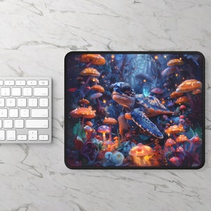 Psychedelic Sea Turtle Gaming Mousepad, Fun Sea Turtle Fantasy Art Computer Accessories Custom Sea Turtle Fairy Fantasy Mouse Pad, Art Gift