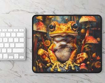 Psychedelic Frog Gaming Mousepad, Fun Frog Fantasy Art Computer Accessories Custom Frog Fairy Fantasy Mouse Pad, Frog Art Gift