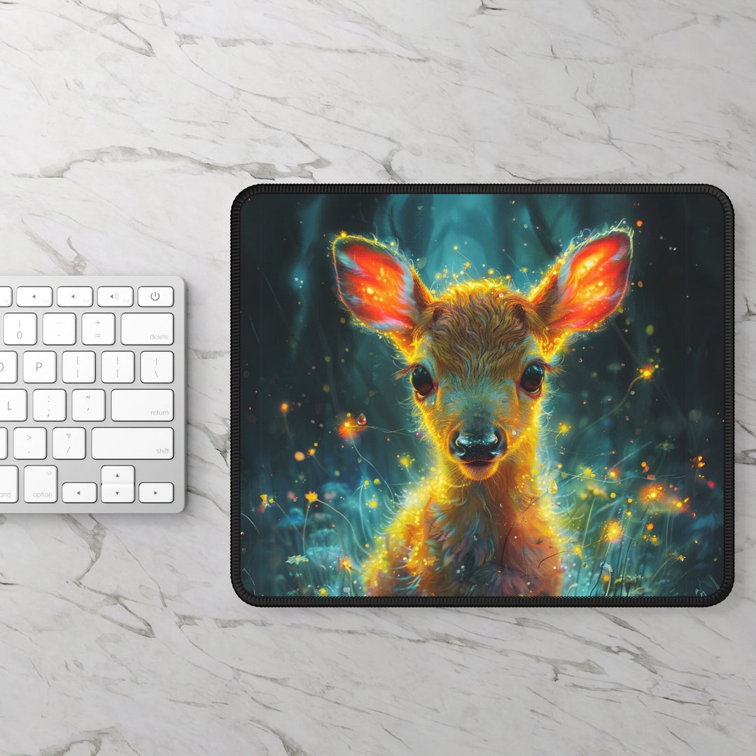 Psychedelic Deer Gaming Mousepad, Fun Deer Fantasy Art Computer ...